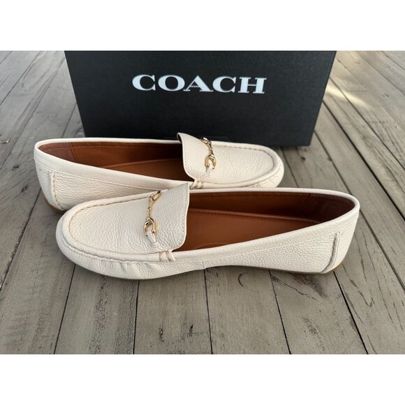 NIB Coach Mavis FG4581 Women Size Cream Pebbled Leather Loafer Size 9 - Picture 7 of 9